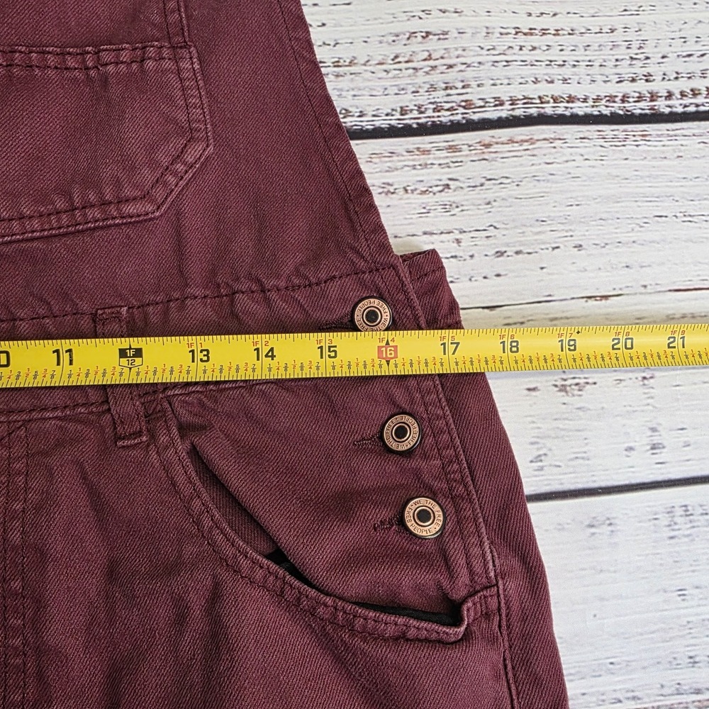 We The Free Free People Ziggy Denim Overalls Womens Medium Burgundy Straight Leg - Picture 7 of 8